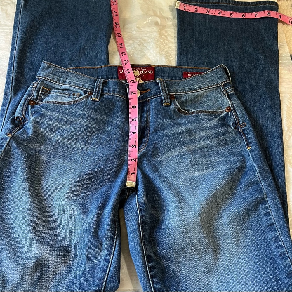 Lucky Brand women med blue acid wash jeans Sofia bootcut mid rise Sz 6/28 Tall - Picture 14 of 16